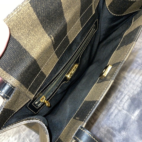 Fendi Vintage Logo Stamp Pequin Coated Canvas Shoulder Bag - Picture 12 of 15